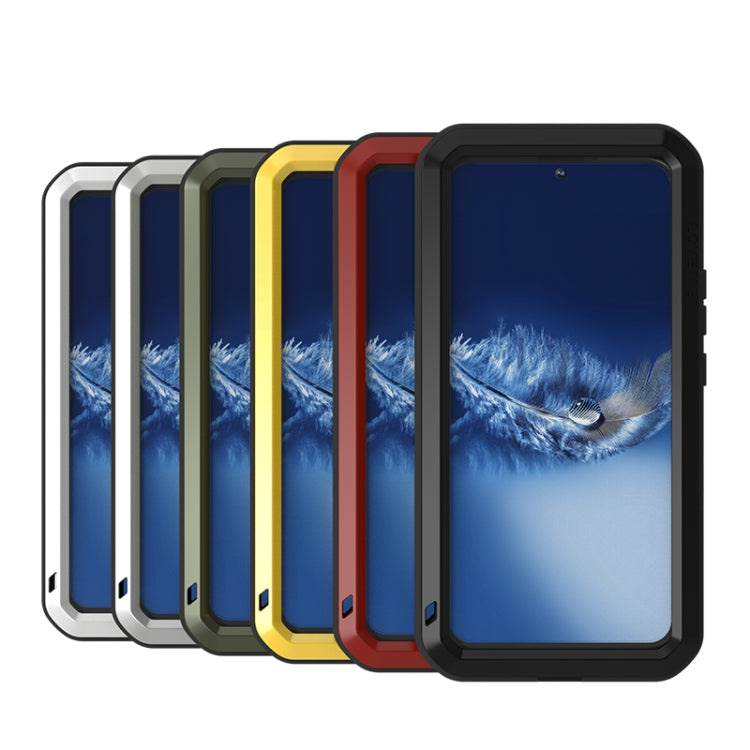 For Samsung Galaxy S22+ LOVE MEI Metal Shockproof Waterproof Dustproof Protective Phone Case with Glass(Red) - free shipping - PMC TechLife - Order now!