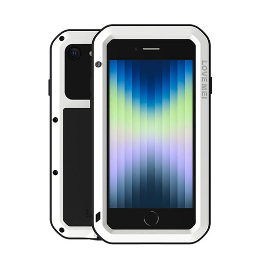 For iPhone SE 2022 / SE 2020 / 8 / 7 LOVE MEI Metal Shockproof Life Waterproof Dustproof Protective Phone Case with Glass(White) - iPhone SE 2022 / 2020 / 8 / 7 Cases by LOVE MEI | Online Shopping South Africa | PMC Jewellery