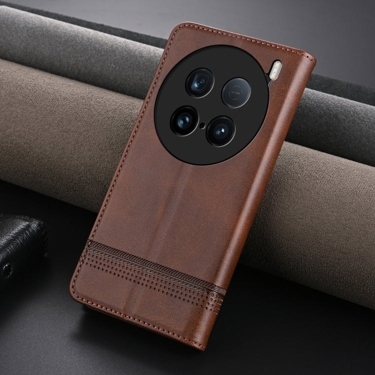 For vivo X100 Ultra AZNS Magnetic Calf Texture Leather Phone Case(Dark Brown) - vivo Cases by AZNS | Online Shopping South Africa | PMC Jewellery | Buy Now Pay Later Mobicred