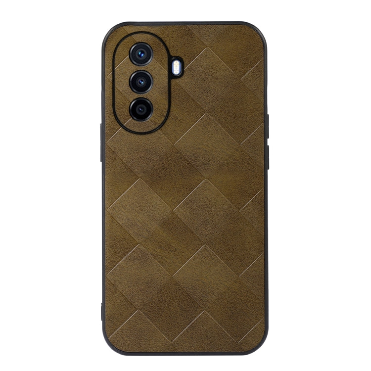 For Huawei Enjoy 50 China/nova Y70 4G Global/nova Y70 Plus Weave Plaid PU Phone Case(Green) - Huawei Cases by PMC TechLife | Online Shopping South Africa | PMC TechLife