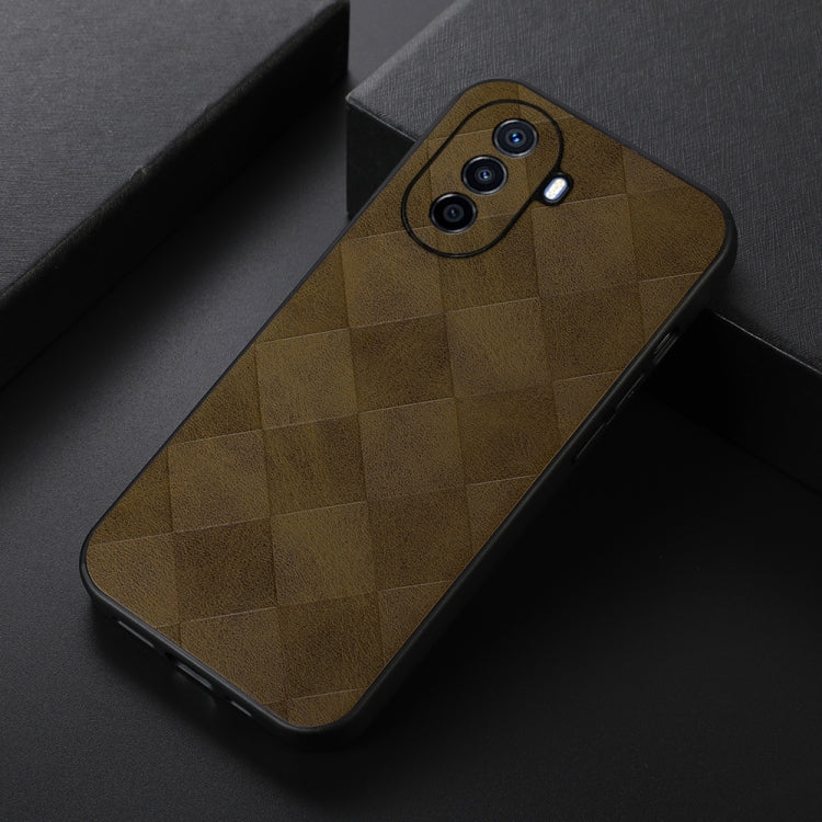 For Huawei Enjoy 50 China/nova Y70 4G Global/nova Y70 Plus Weave Plaid PU Phone Case(Green) - Huawei Cases by PMC TechLife | Online Shopping South Africa | PMC TechLife