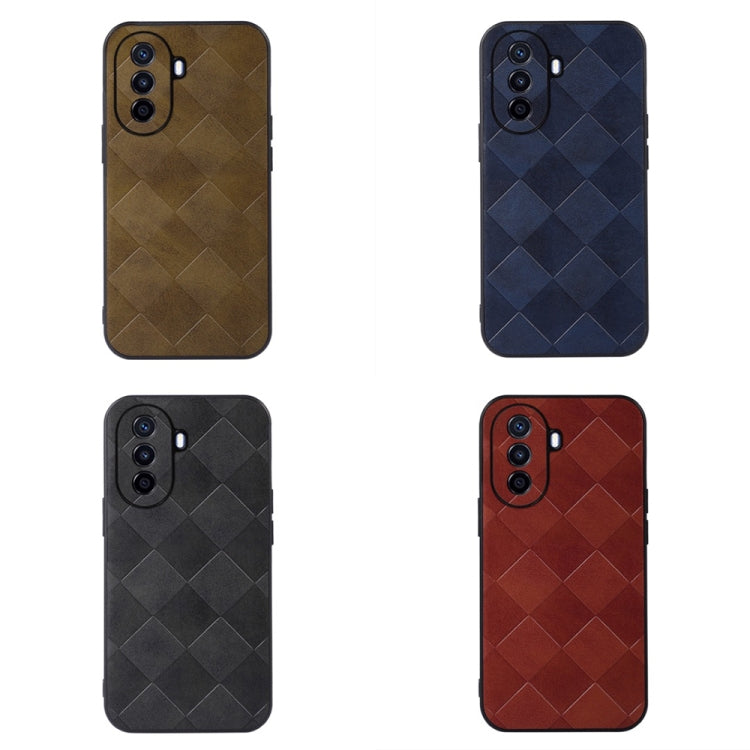 For Huawei Enjoy 50 China/nova Y70 4G Global/nova Y70 Plus Weave Plaid PU Phone Case(Green) - Huawei Cases by PMC TechLife | Online Shopping South Africa | PMC TechLife