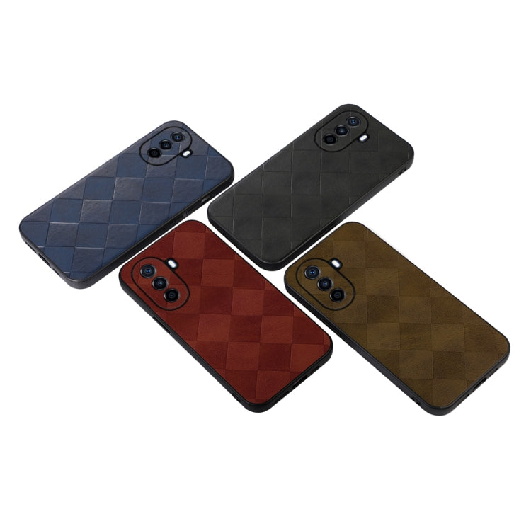 For Huawei Enjoy 50 China/nova Y70 4G Global/nova Y70 Plus Weave Plaid PU Phone Case(Green) - Huawei Cases by PMC TechLife | Online Shopping South Africa | PMC TechLife