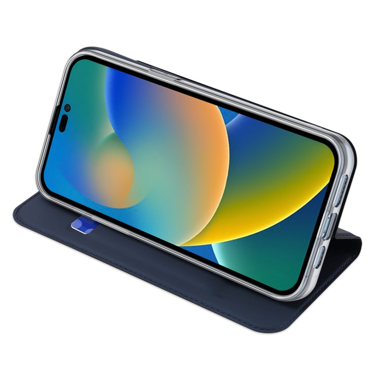 For iPhone 14 Pro DUX DUCIS Skin Pro Series Shockproof Horizontal Flip Leather Phone Case(Dark Blue) - iPhone 14 Pro Cases by DUX DUCIS | Online Shopping South Africa | PMC Jewellery | Buy Now Pay Later Mobicred