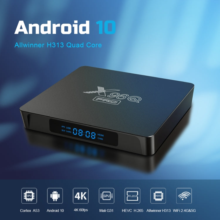 X96Q PRO 4K Smart TV BOX Android 10.0 Media Player, Allwinner H313 Quad Core ARM Cortex A53, RAM: 1GB, ROM: 8GB, Plug Type:US Plug - Others by PMC Jewellery | Online Shopping South Africa | PMC Jewellery | Buy Now Pay Later Mobicred