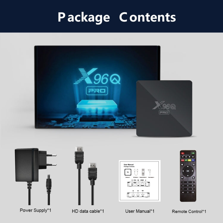 X96Q PRO 4K Smart TV BOX Android 10.0 Media Player, Allwinner H313 Quad Core ARM Cortex A53, RAM: 1GB, ROM: 8GB, Plug Type:US Plug - Others by PMC Jewellery | Online Shopping South Africa | PMC Jewellery | Buy Now Pay Later Mobicred