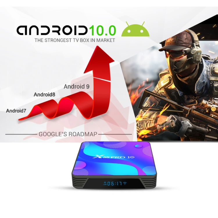 X88 PRO10 4K Smart TV BOX Android 11.0 Media Player, RK3318 Quad-Core 64bit Cortex-A53, RAM: 4GB, ROM: 32GB(UK Plug) - RK3318 by PMC Jewellery | Online Shopping South Africa | PMC Jewellery | Buy Now Pay Later Mobicred