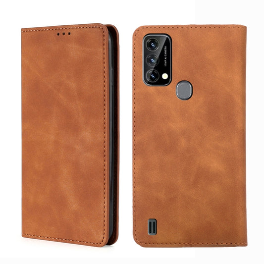 For Blackview A50 Skin Feel Magnetic Horizontal Flip Leather Phone Case(Light Brown) - More Brand by PMC Jewellery | Online Shopping South Africa | PMC Jewellery | Buy Now Pay Later Mobicred