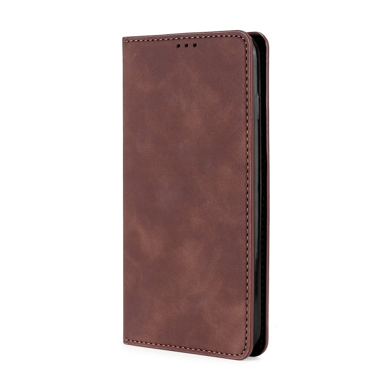 For Blackview A70 Skin Feel Magnetic Horizontal Flip Leather Phone Case(Dark Brown) - More Brand by PMC Jewellery | Online Shopping South Africa | PMC Jewellery | Buy Now Pay Later Mobicred