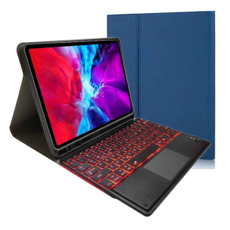 RK11T Backlight Detachable Touch Bluetooth Keyboard TPU Horizontal Flip Leather Tablet Case for iPad Pro 11 2020 / 2018 with Holder & Pen Slot(Blue) - For iPad Pro by PMC TechLife | Online Shopping South Africa | PMC TechLife