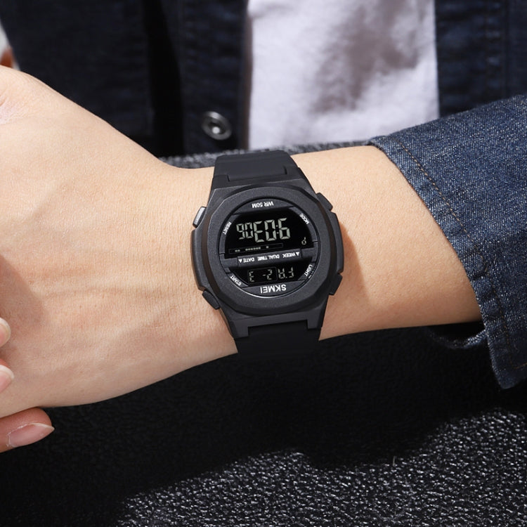 SKMEI 1821 Stainless Steel Buckle Silicone Strap Electronic Watch(Black Gold) - free shipping - PMC TechLife - Order now!