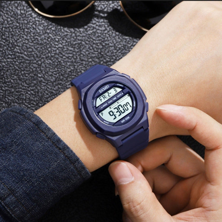 SKMEI 1821 Stainless Steel Buckle Silicone Strap Electronic Watch(Black and Black) - free shipping - PMC TechLife - Order now!