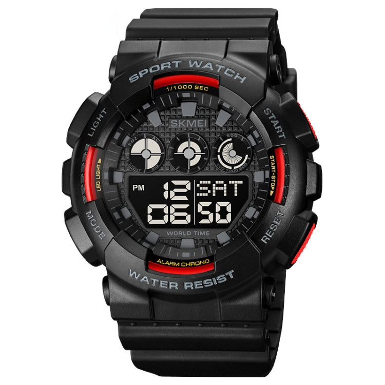 SKMEI 1857 Stainless Steel Buckle PU Strap Waterproof Electronic Watch(Red) - free shipping - PMC TechLife - Order now!