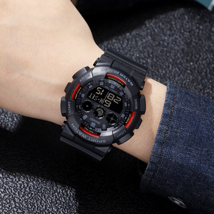 SKMEI 1857 Stainless Steel Buckle PU Strap Waterproof Electronic Watch(Black and White) - free shipping - PMC TechLife - Order now!