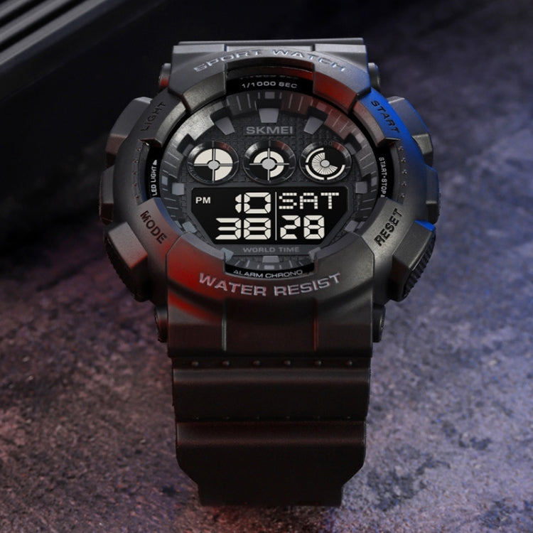SKMEI 1857 Stainless Steel Buckle PU Strap Waterproof Electronic Watch(Red) - free shipping - PMC TechLife - Order now!