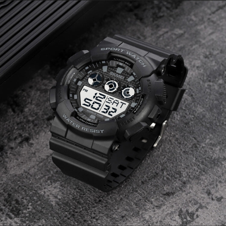 SKMEI 1857 Stainless Steel Buckle PU Strap Waterproof Electronic Watch(Black and Black) - free shipping - PMC TechLife - Order now!