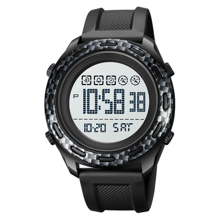 SKMEI 1872 Stainless Steel Buckle PU Strap Waterproof Electronic Watch, Dial:White(Carbon Brazing) - free shipping - PMC TechLife - Order now!