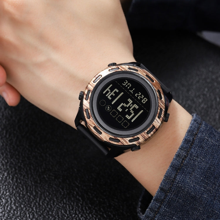 SKMEI 1872 Stainless Steel Buckle PU Strap Waterproof Electronic Watch, Dial:White(Rose Gold) - free shipping - PMC TechLife - Order now!