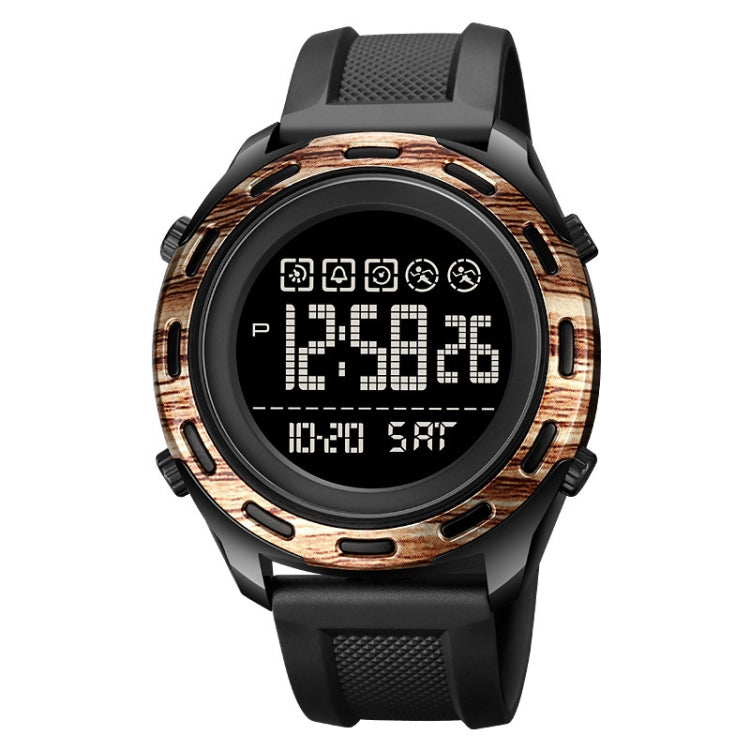 SKMEI 1872 Stainless Steel Buckle PU Strap Waterproof Electronic Watch, Dial:Black(Rose Gold) - free shipping - PMC TechLife - Order now!