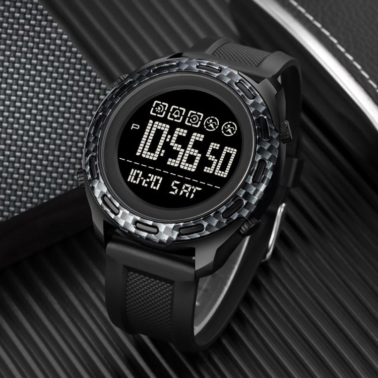 SKMEI 1872 Stainless Steel Buckle PU Strap Waterproof Electronic Watch, Dial:Black(Carbon Brazing) - free shipping - PMC TechLife - Order now!
