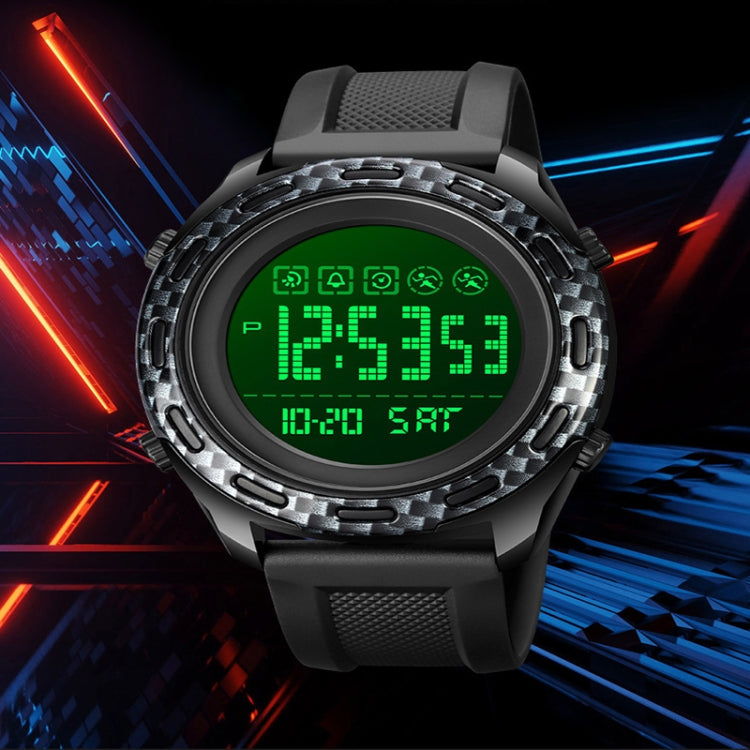 SKMEI 1872 Stainless Steel Buckle PU Strap Waterproof Electronic Watch, Dial:Black(Denim Blue) - free shipping - PMC TechLife - Order now!