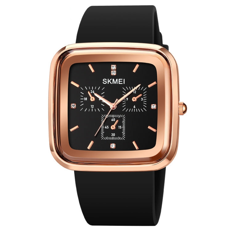 SKMEI 1902 Stainless Steel Buckle Silicone Strap Waterproof Quartz Watch(Rose Gold + Black) - free shipping - PMC TechLife - Order now!