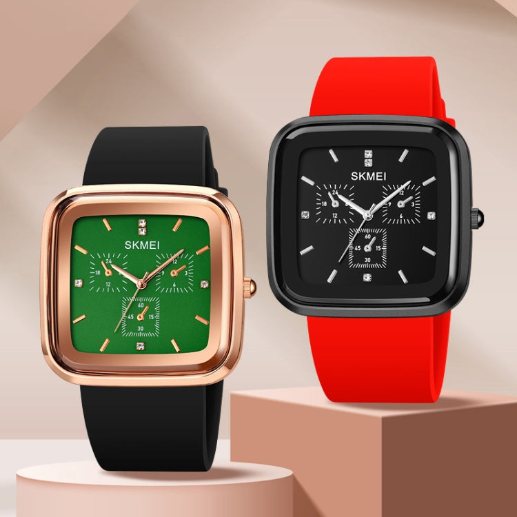 SKMEI 1902 Stainless Steel Buckle Silicone Strap Waterproof Quartz Watch(Gold + Black) - free shipping - PMC TechLife - Order now!