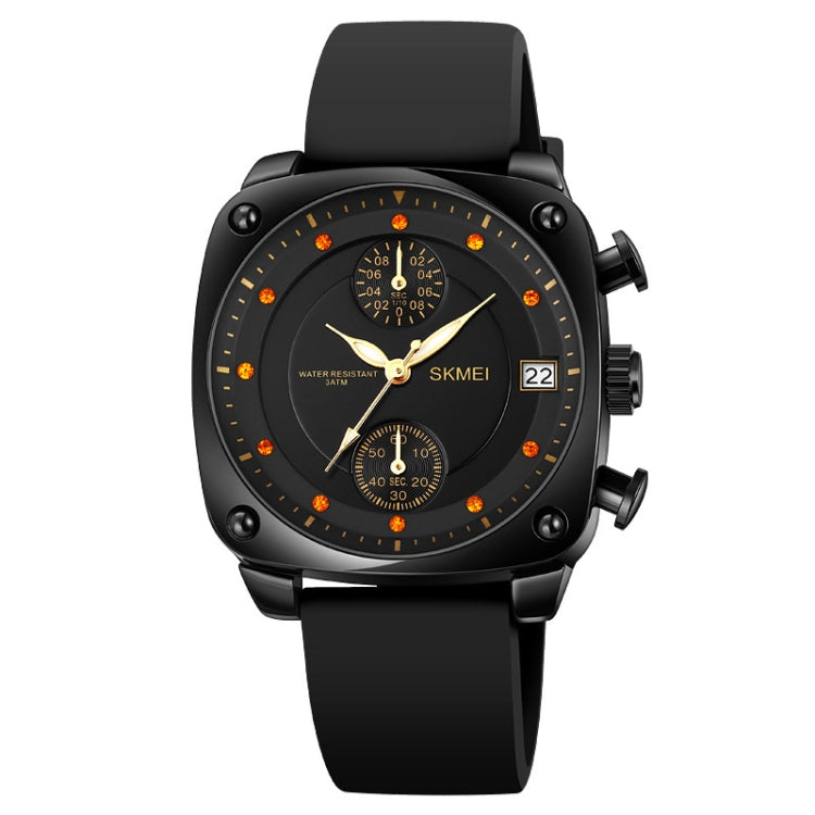 SKMEI 1903 Stainless Steel Buckle Silicone Strap Waterproof Quartz Watch(Black) - free shipping - PMC TechLife - Order now!