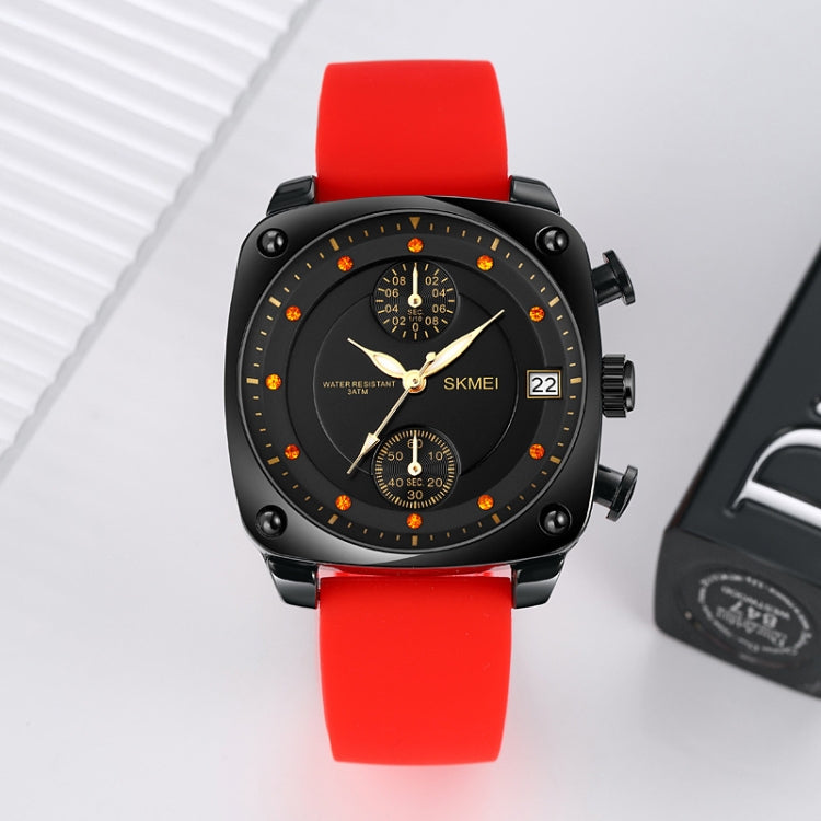 SKMEI 1903 Stainless Steel Buckle Silicone Strap Waterproof Quartz Watch(Black) - free shipping - PMC TechLife - Order now!