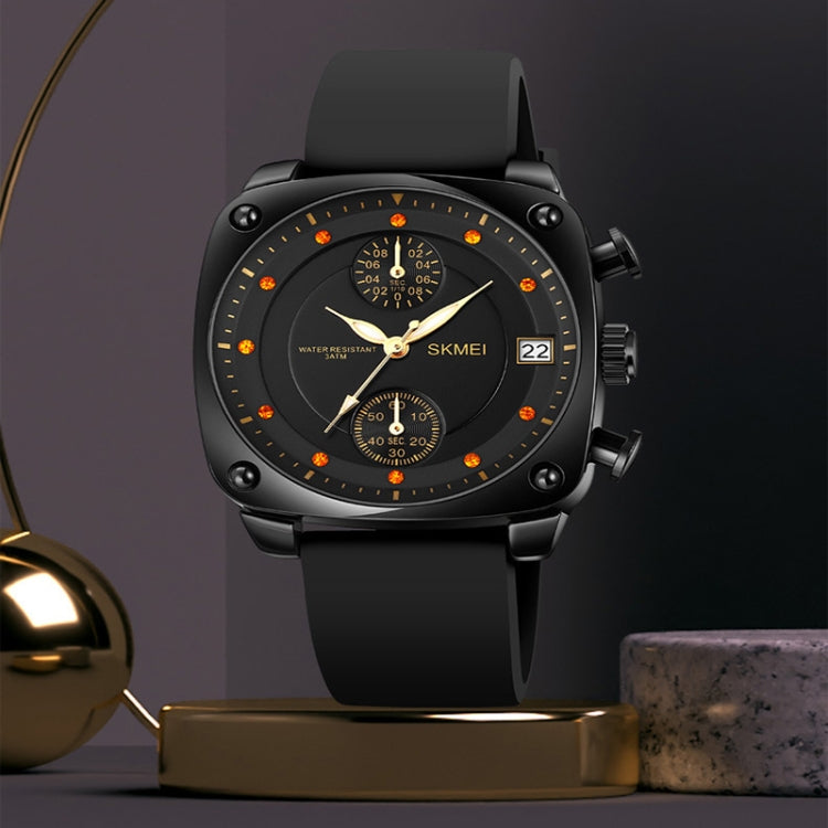SKMEI 1903 Stainless Steel Buckle Silicone Strap Waterproof Quartz Watch(Coffee) - free shipping - PMC TechLife - Order now!