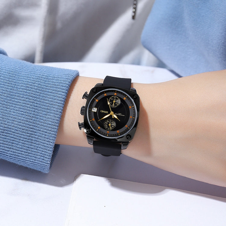SKMEI 1903 Stainless Steel Buckle Silicone Strap Waterproof Quartz Watch(Coffee) - free shipping - PMC TechLife - Order now!