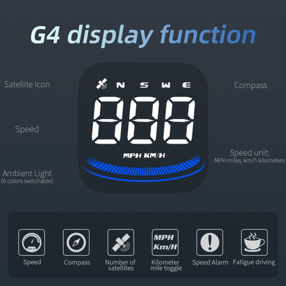 G4 Head Up Display Car Speedometer Smart Digital Alarm Reminder GPS HUD - Head Up Display System by PMC Jewellery | Online Shopping South Africa | PMC Jewellery | Buy Now Pay Later Mobicred