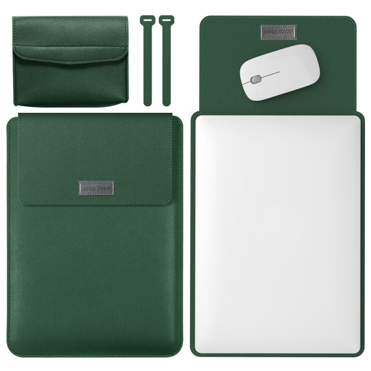 4 in 1 Lightweight and Portable Leather Computer Bag, Size:13/14 inches(Dark Green) - 13.3 inch by PMC TechLife | Online Shopping South Africa | PMC TechLife | Buy Now Pay Later Mobicred