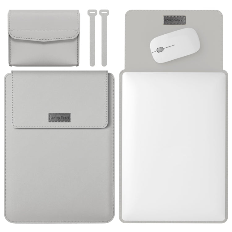 4 in 1 Lightweight and Portable Leather Computer Bag, Size:15.4/15.6/16.1 inches(Grey) - 15 inch by PMC TechLife | Online Shopping South Africa | PMC TechLife | Buy Now Pay Later Mobicred