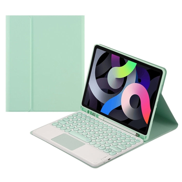 Round Cap Bluetooth Keyboard Leather Case with Pen Slot & Touchpad For Samsung Galaxy Tab S7(Green) - Samsung Keyboard by PMC TechLife | Online Shopping South Africa | PMC TechLife