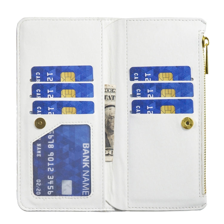 For OPPO A74 5G / A93 5G / A54 5G Diamond Lattice Zipper Wallet Leather Flip Phone Case(White) - OPPO Cases by PMC TechLife | Online Shopping South Africa | PMC TechLife