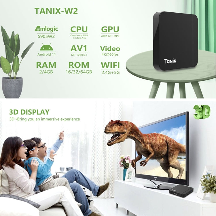 Tanix W2 Amlogic S905 Quad Core Smart TV Set Top Box, RAM:2G+16G(UK Plug) - Amlogic S905 by PMC Jewellery | Online Shopping South Africa | PMC Jewellery | Buy Now Pay Later Mobicred