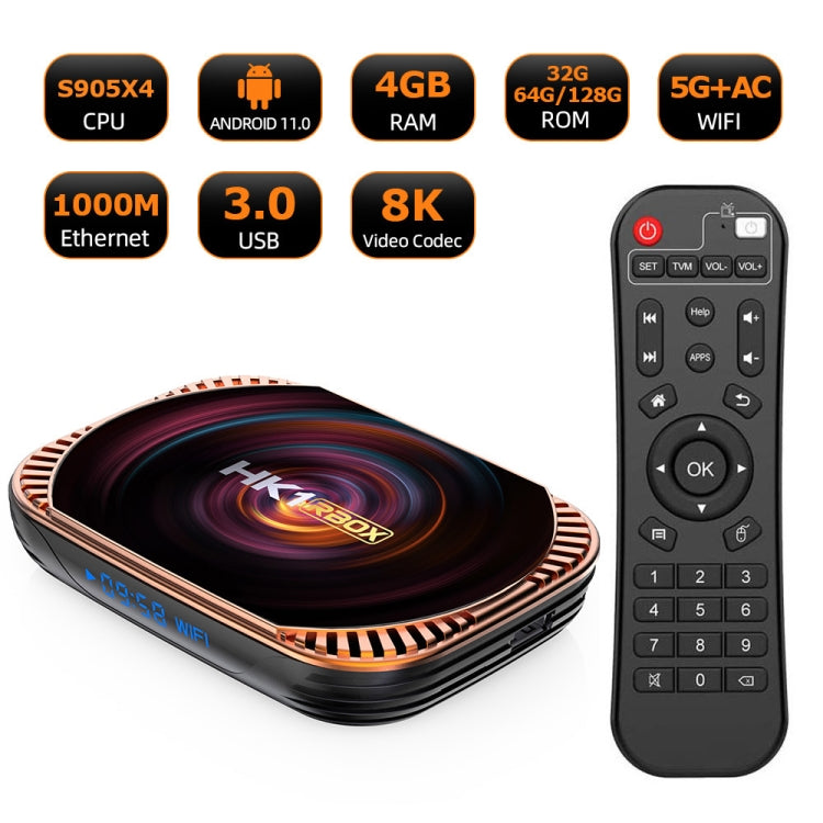 MECOOL HK1RBOX X4 4K TV Box, Android 11 Amlogic S905X4 CPU with RC 4GB+128GB(EU Plug) - Amlogic S905 by MECOOL | Online Shopping South Africa | PMC Jewellery | Buy Now Pay Later Mobicred