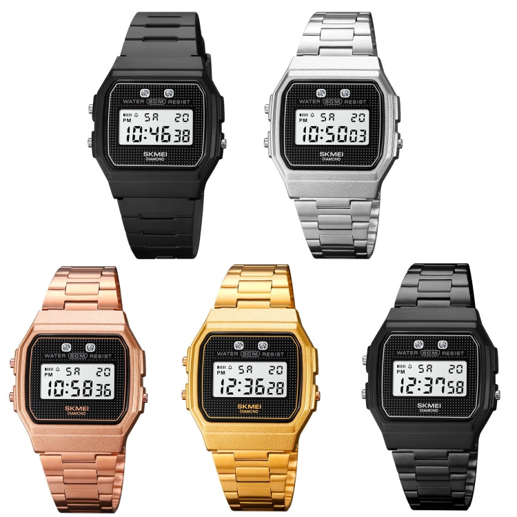 SKMEI 1952 Resin Mirror ABS Case Waterproof Electronic Watch(Black Steel Belt) - free shipping - PMC TechLife - Order now!
