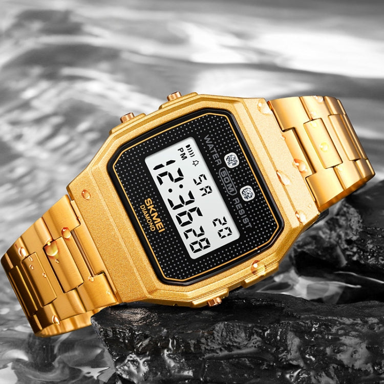 SKMEI 1952 Resin Mirror ABS Case Waterproof Electronic Watch(Golden Steel Belt) - free shipping - PMC TechLife - Order now!