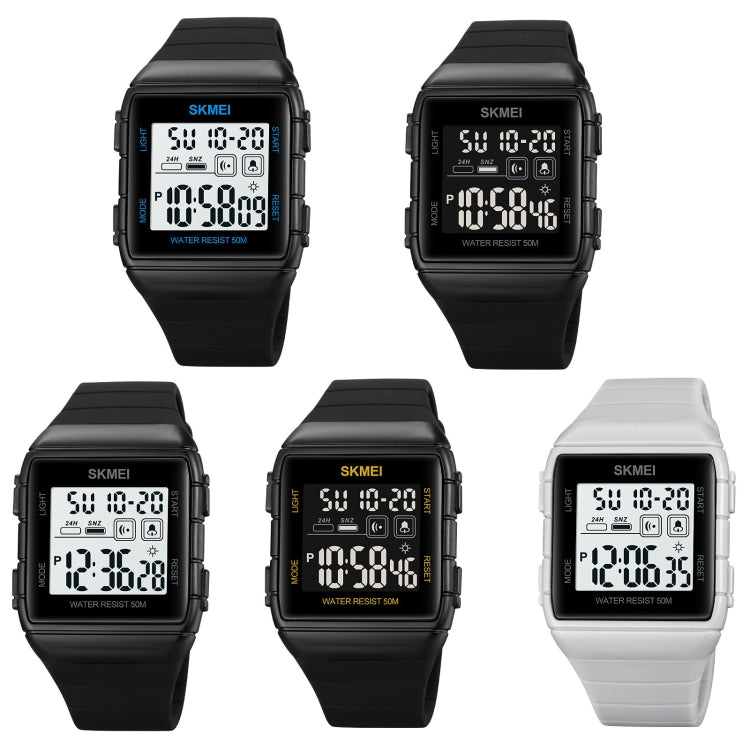 SKMEI 1960 Stainless Steel Buckle Silicone Strap Waterproof Electronic Watch(Black and White Machine) - free shipping - PMC TechLife - Order now!