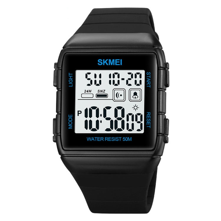 SKMEI 1960 Stainless Steel Buckle Silicone Strap Waterproof Electronic Watch(Blue) - free shipping - PMC TechLife - Order now!
