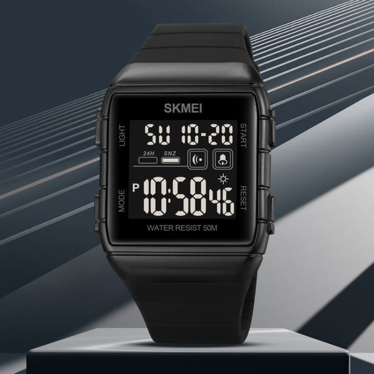 SKMEI 1960 Stainless Steel Buckle Silicone Strap Waterproof Electronic Watch(Blue) - free shipping - PMC TechLife - Order now!