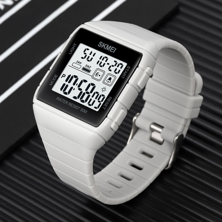 SKMEI 1960 Stainless Steel Buckle Silicone Strap Waterproof Electronic Watch(Black and Black Machine) - free shipping - PMC TechLife - Order now!