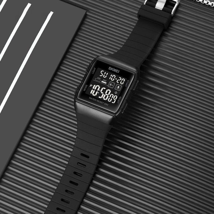 SKMEI 1960 Stainless Steel Buckle Silicone Strap Waterproof Electronic Watch(Blue) - free shipping - PMC TechLife - Order now!