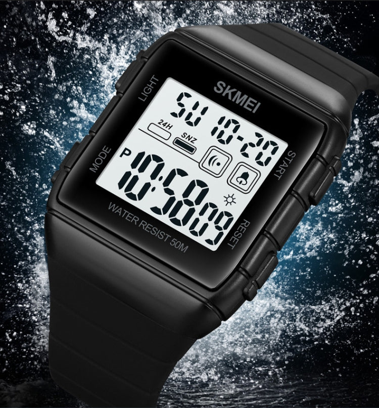 SKMEI 1960 Stainless Steel Buckle Silicone Strap Waterproof Electronic Watch(Blue) - free shipping - PMC TechLife - Order now!