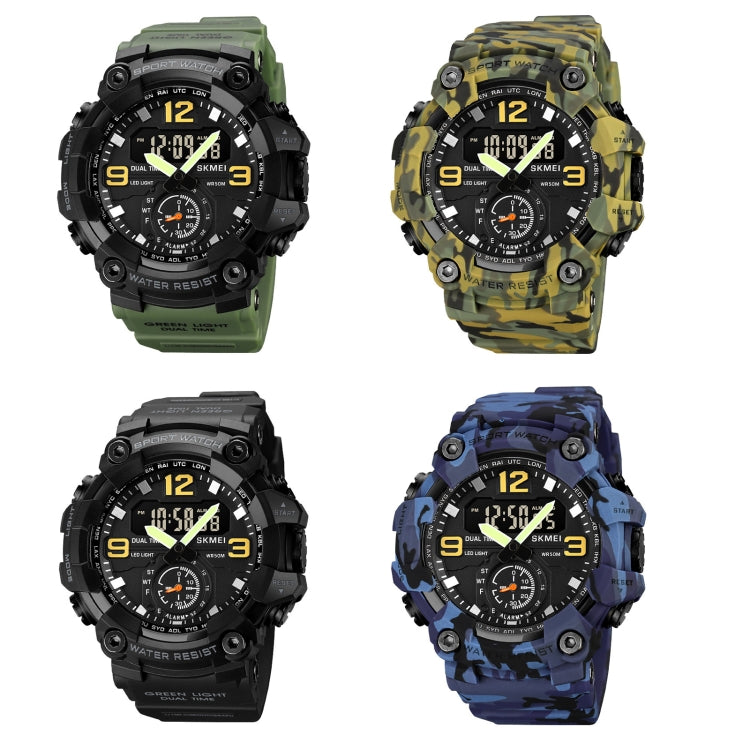 SKMEI 1965 Stainless Steel Buckle PU Strap Waterproof Electronic Watch(Army Green) - free shipping - PMC TechLife - Order now!