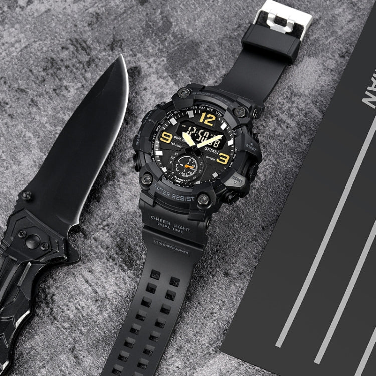 SKMEI 1965 Stainless Steel Buckle PU Strap Waterproof Electronic Watch(Blue Camouflage) - free shipping - PMC TechLife - Order now!