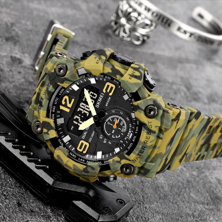 SKMEI 1965 Stainless Steel Buckle PU Strap Waterproof Electronic Watch(Army Green) - free shipping - PMC TechLife - Order now!