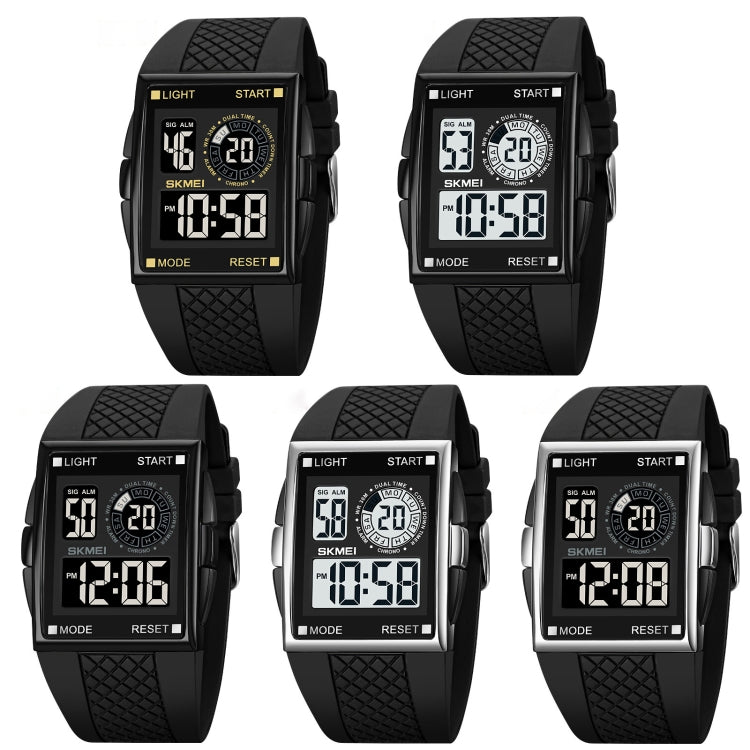 SKMEI 1967 Stainless Steel Buckle PU Strap Waterproof Electronic Watch(Silver and White Machine) - free shipping - PMC TechLife - Order now!